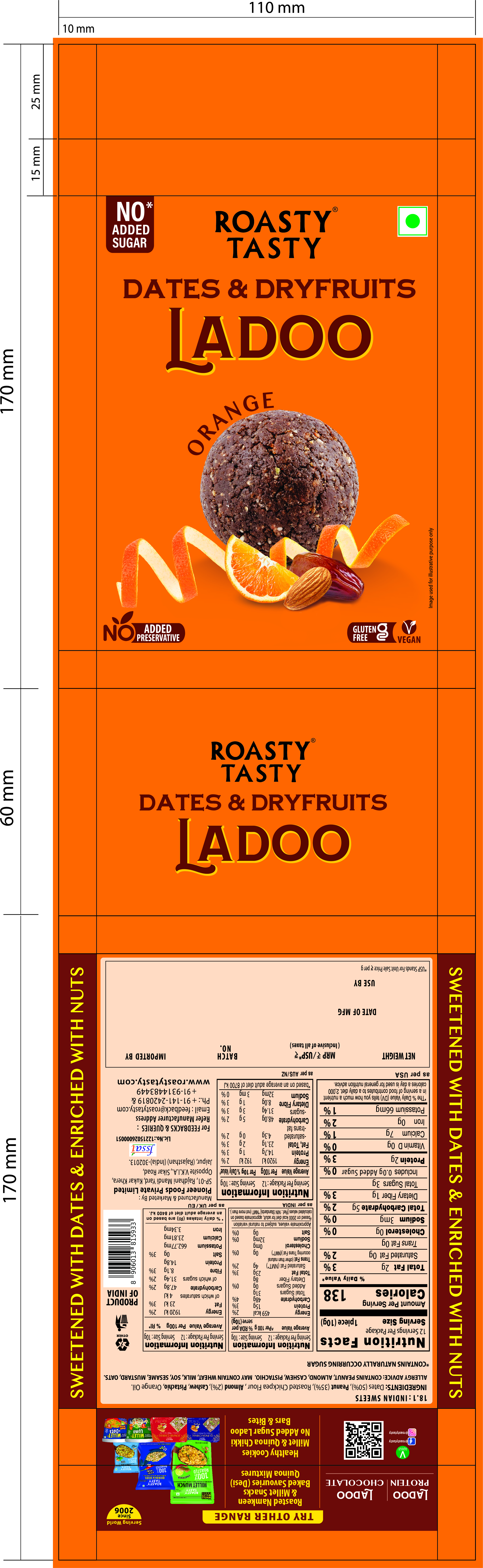 Roasty Tasty Dates & Dry Fruits Ladoo Orange 120g — image 2