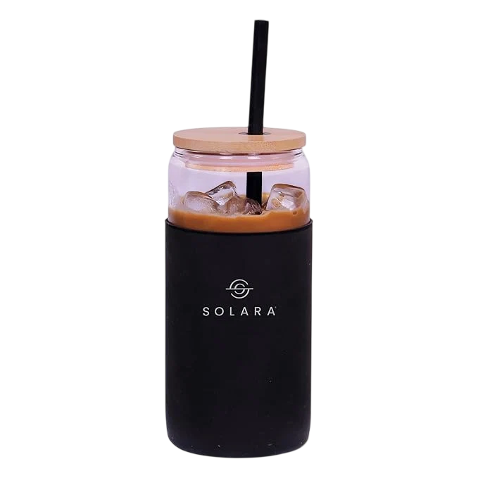 Solara Glass Tumbler with Bamboo Lid — image 1