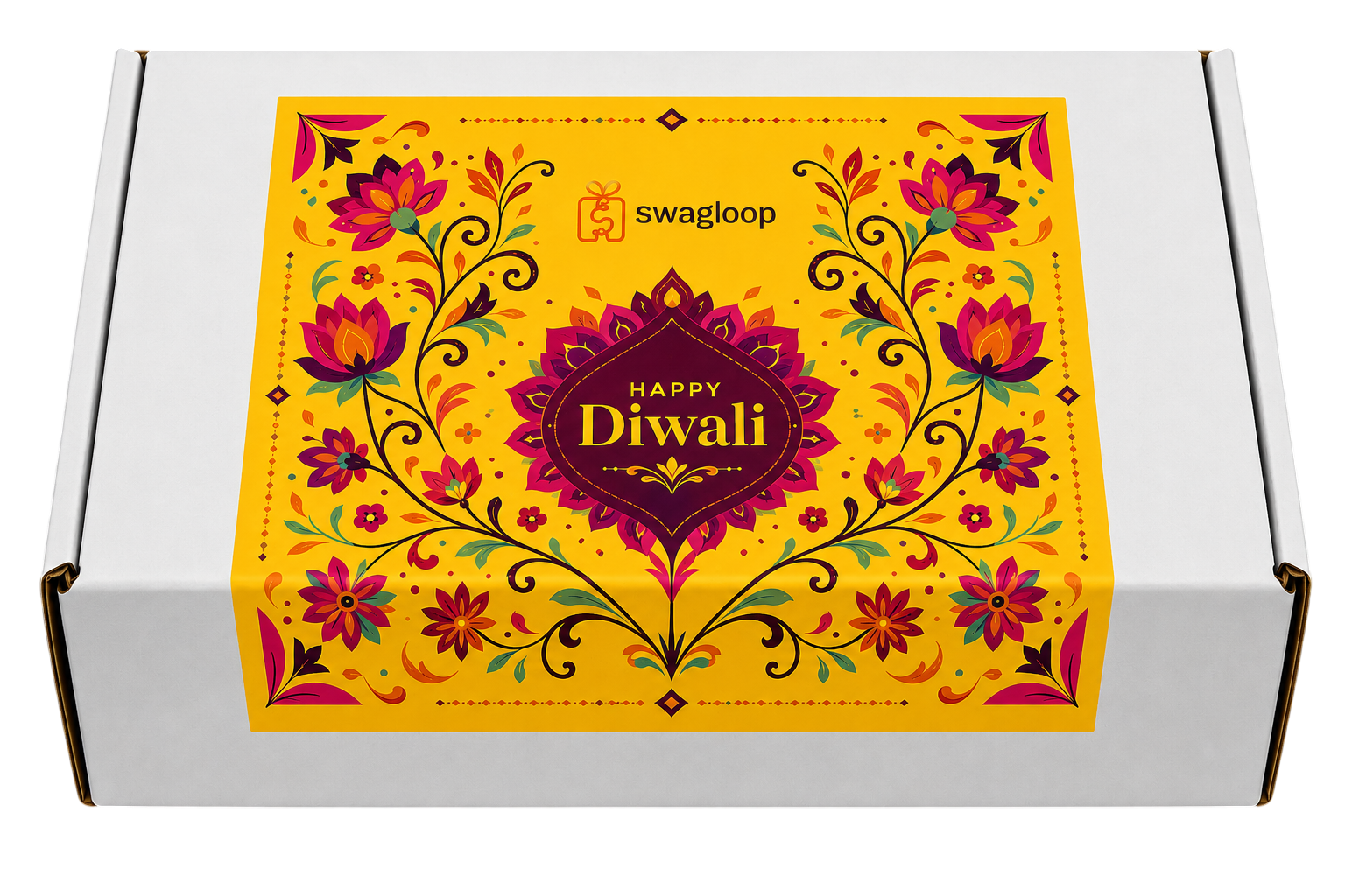 White Mailer Box with Custom Diwali Sticker