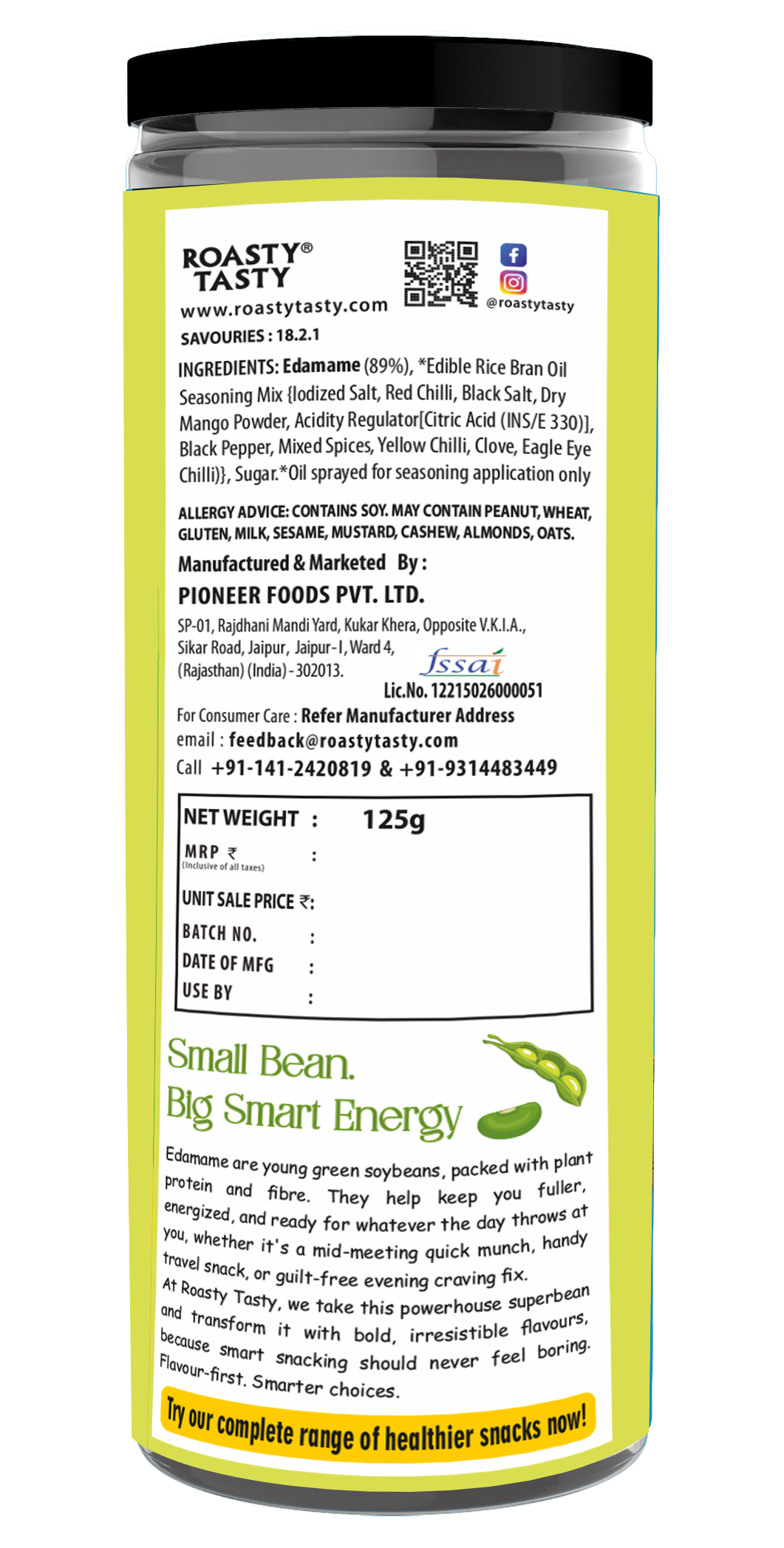 Roasty Tasty Edamame Chatpata 125g — image 2