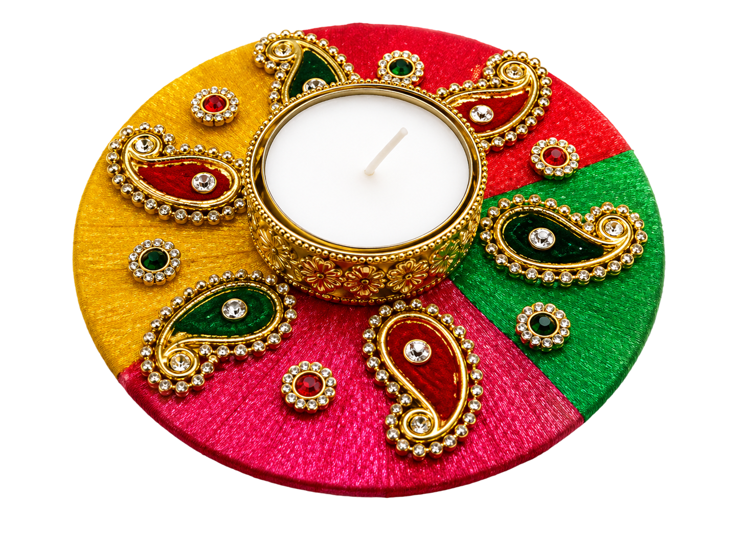 T Light Holder Round-Multicolour- 4.25 Inch