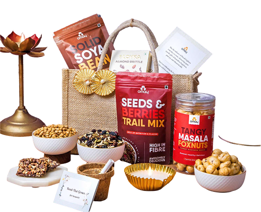 Omay Nourish & Nibble Diwali Jute Bag (With Zipper) — image 1
