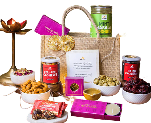 Omay Festive Bites Diwali Jute Bag (With Zipper) — image 1