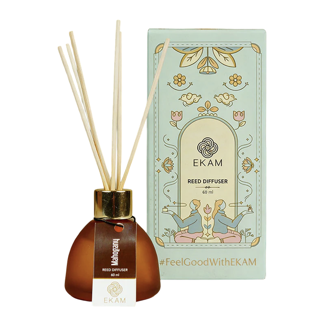 Mahogany Frosted Glass Reed Diffuser Set for Home