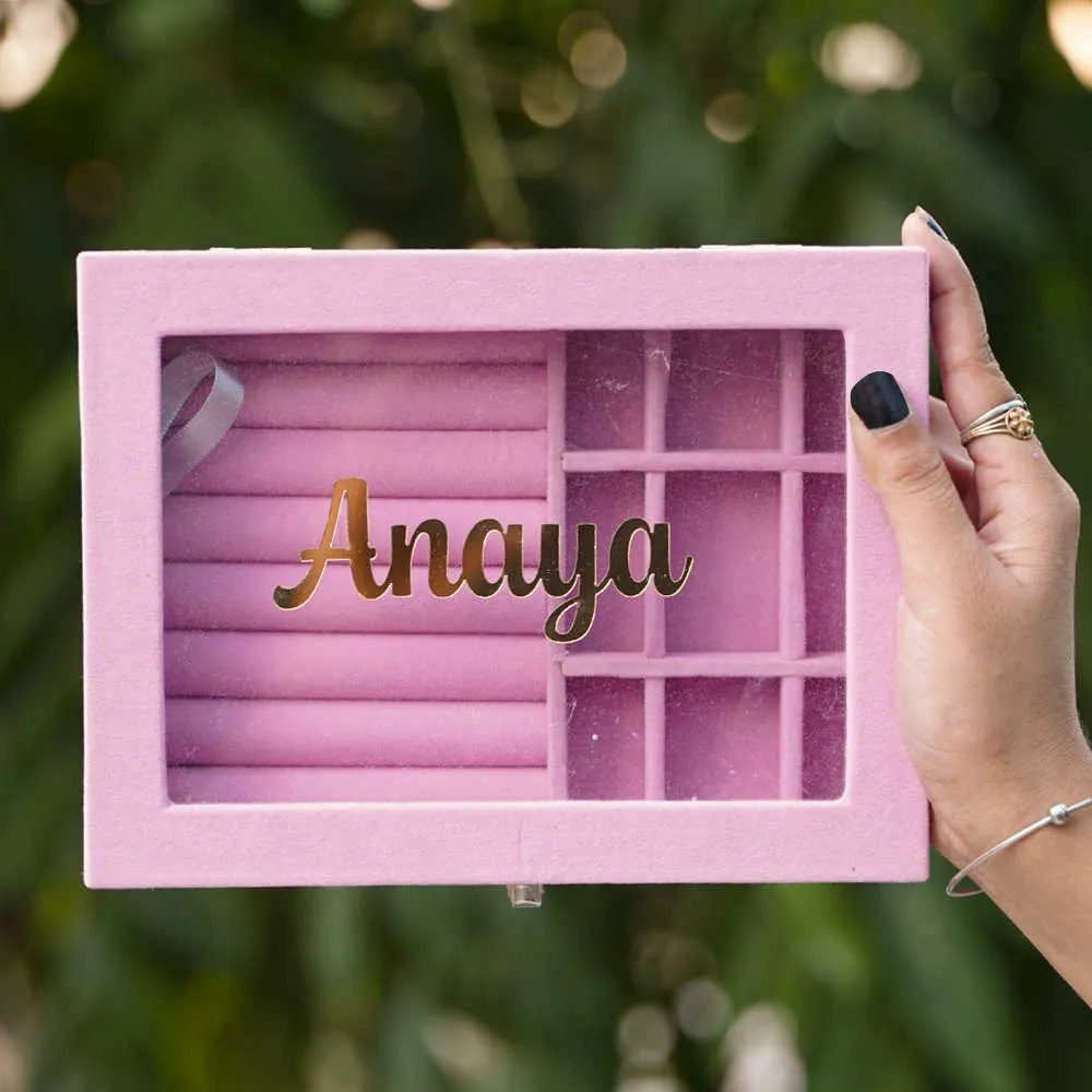 Personalised 9-Grid Velvet Jewellery Organiser