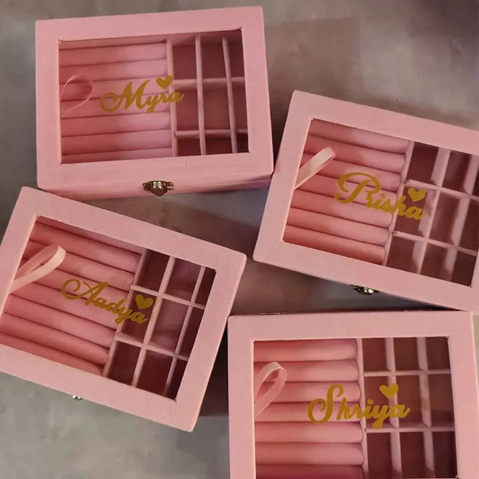 Personalised 9-Grid Velvet Jewellery Organiser