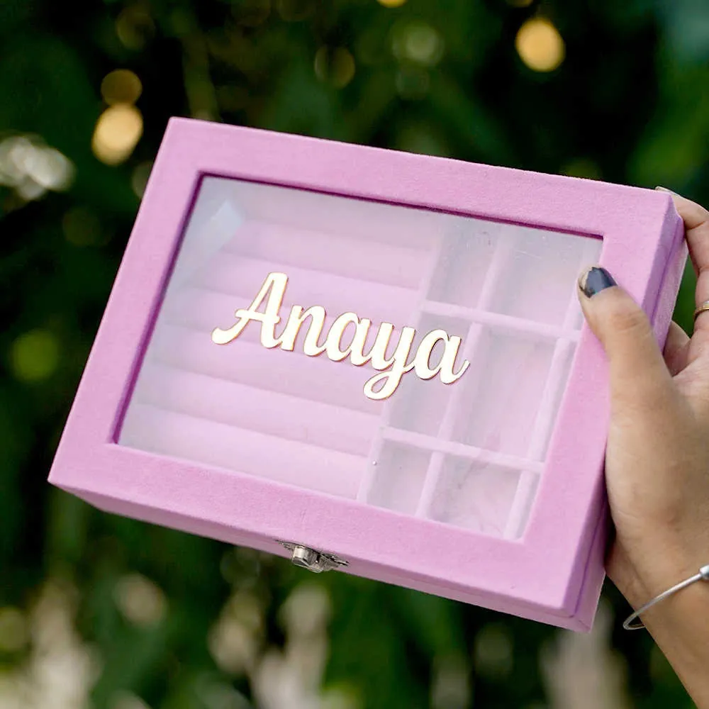 Personalised 9-Grid Velvet Jewellery Organiser