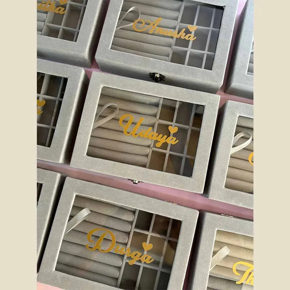 Personalised 9-Grid Velvet Jewellery Organiser