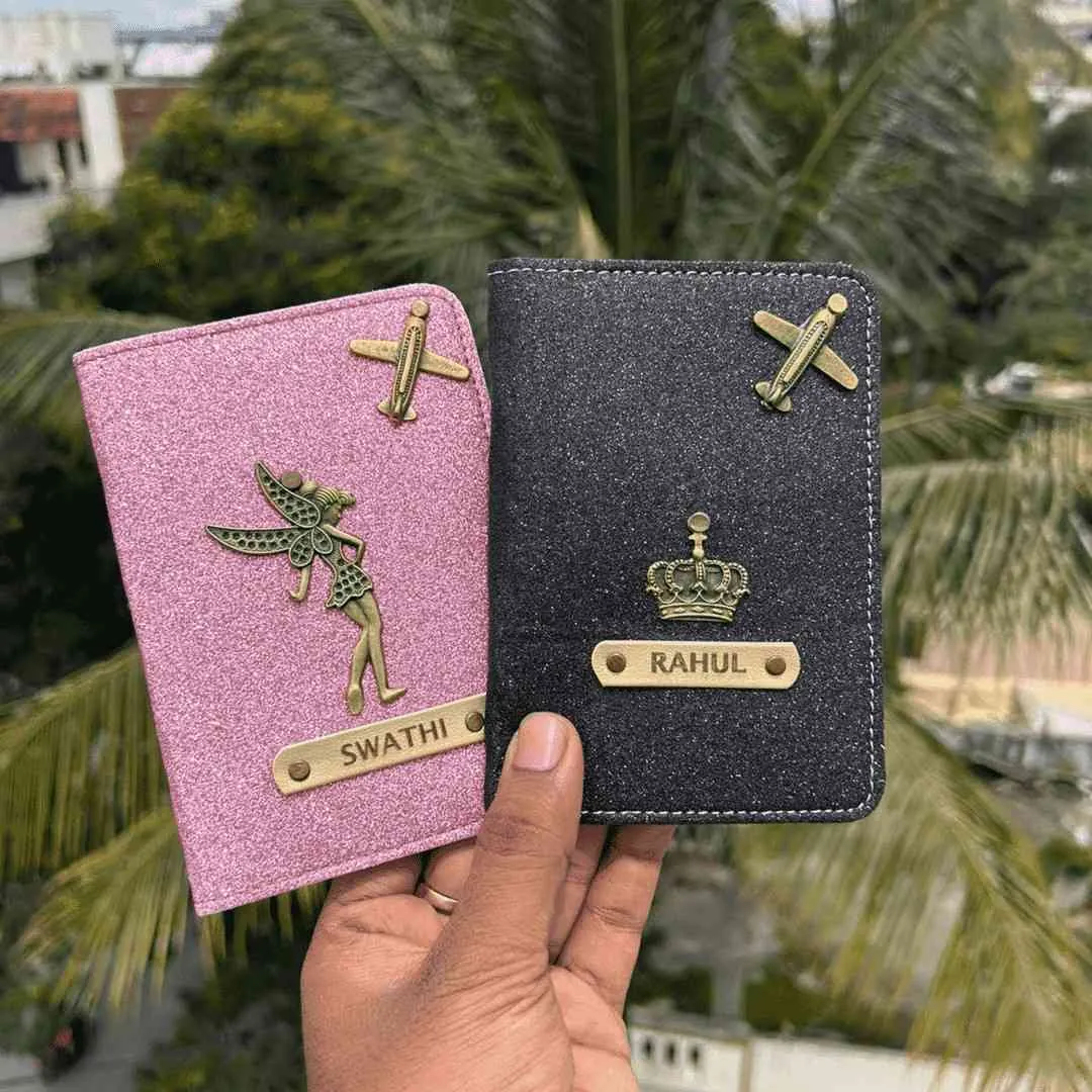 Personalised Glitter Passport Cover with Charm