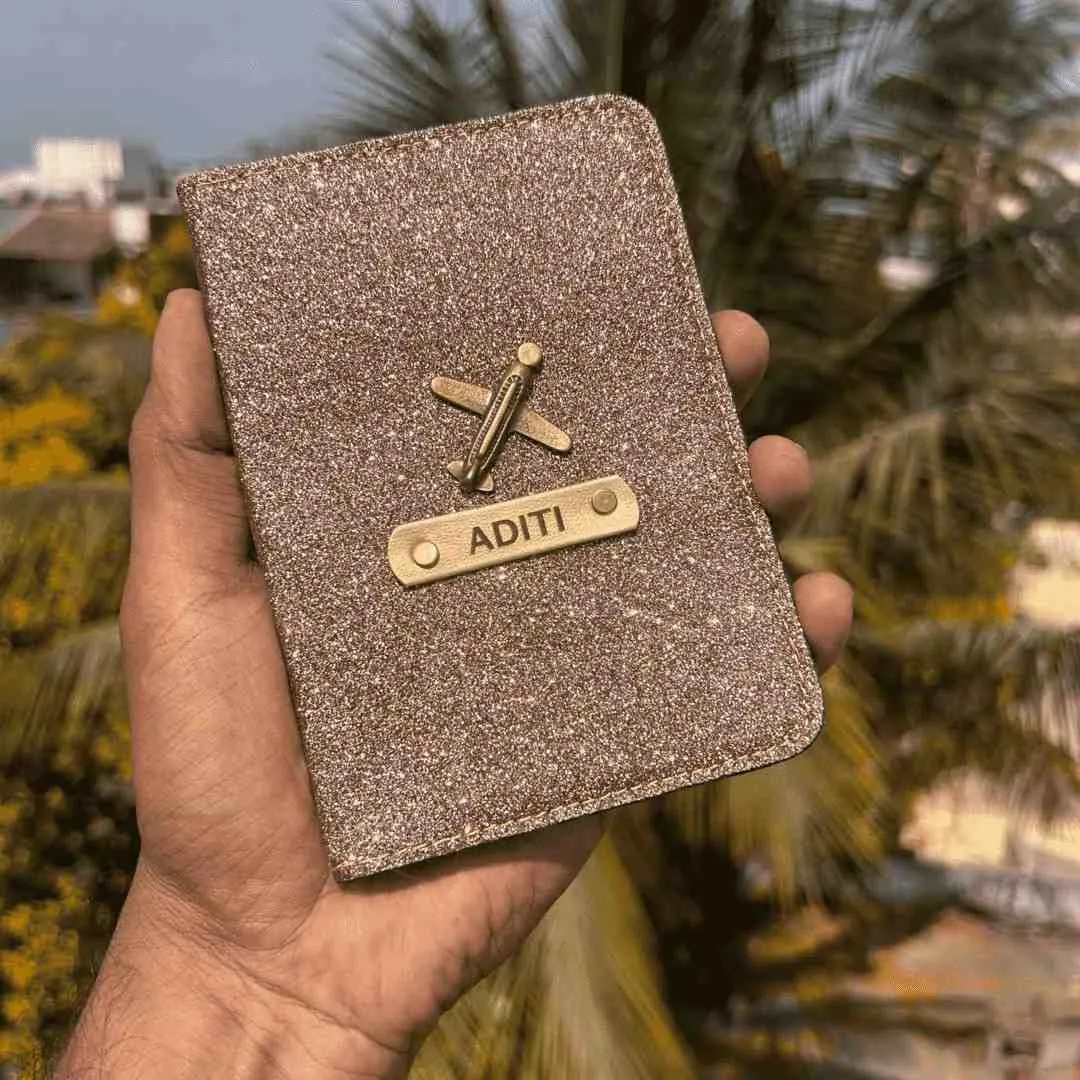 Personalised Glitter Passport Cover with Charm