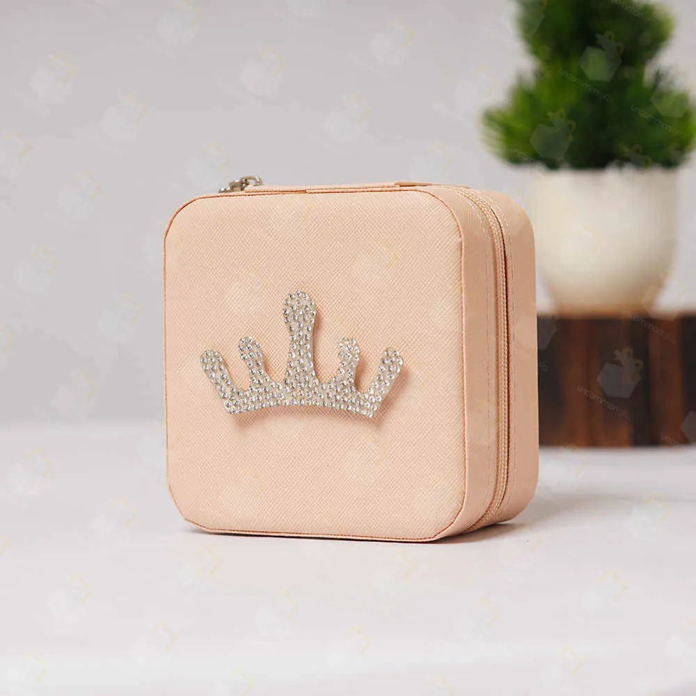 Personalised Pearl Initial Jewellery Box, Peach