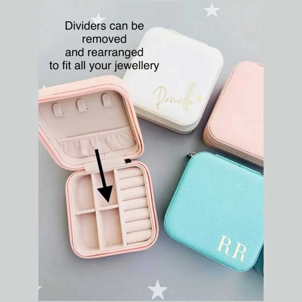 Personalised Pearl Initial Jewellery Box, Peach