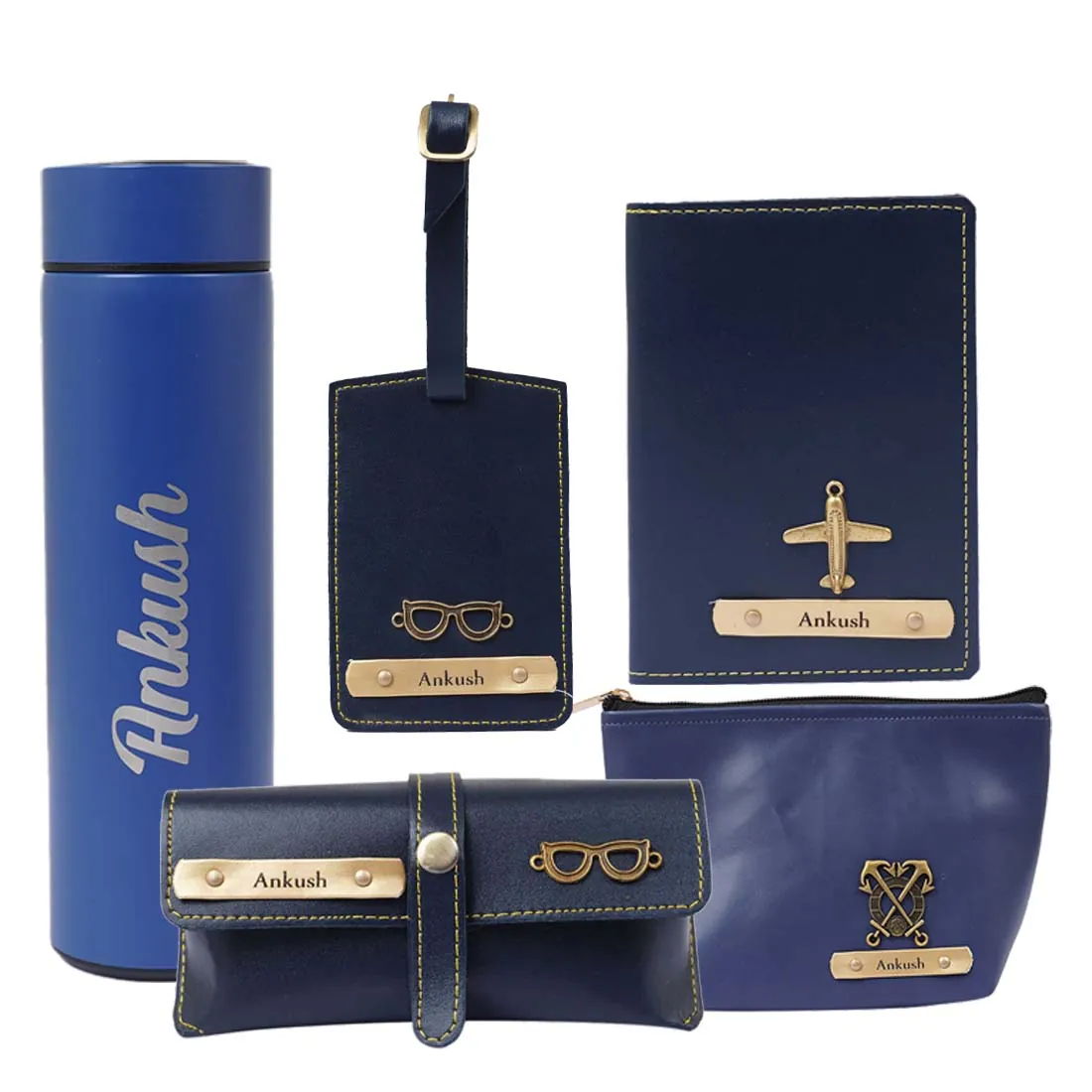Personalised Travel Gift Set with Charms, Navy
