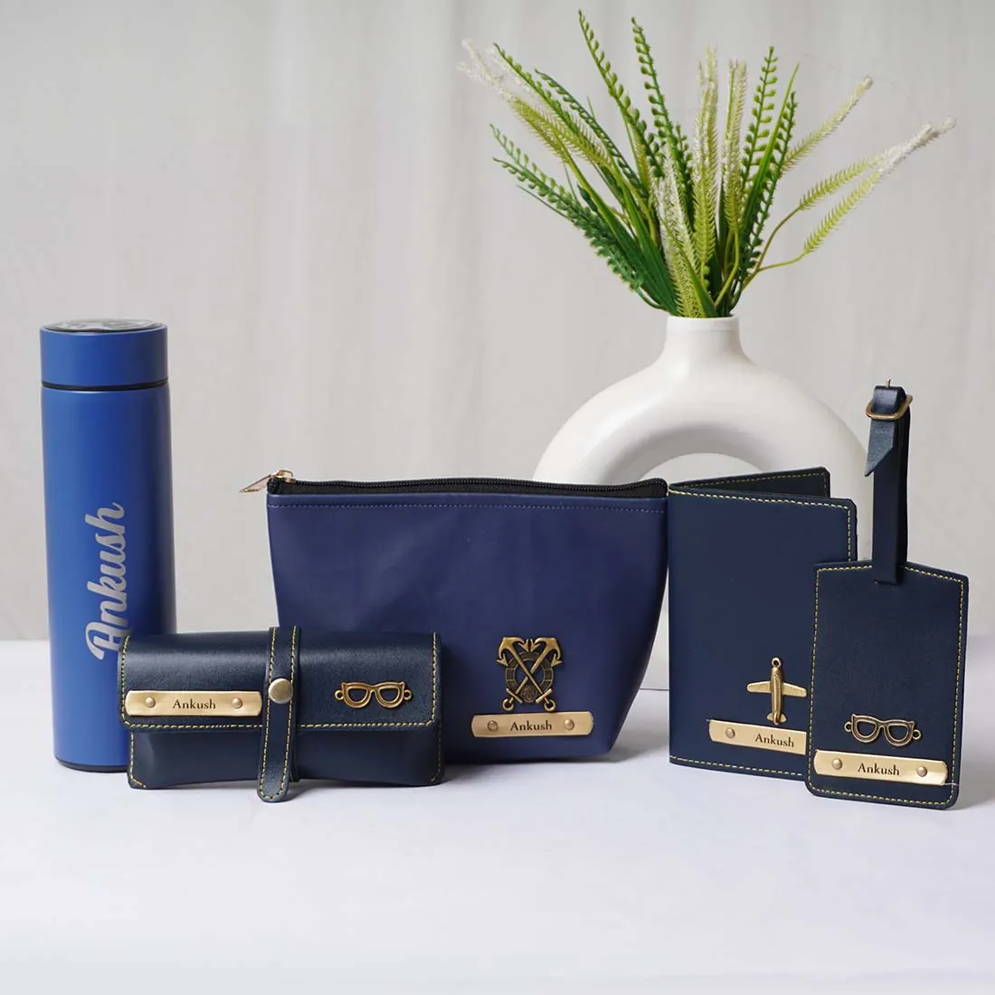 Personalised Travel Gift Set with Charms, Navy