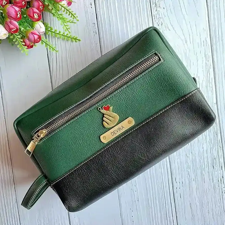 Personalised Two-Tone Toiletry Kit with Charm