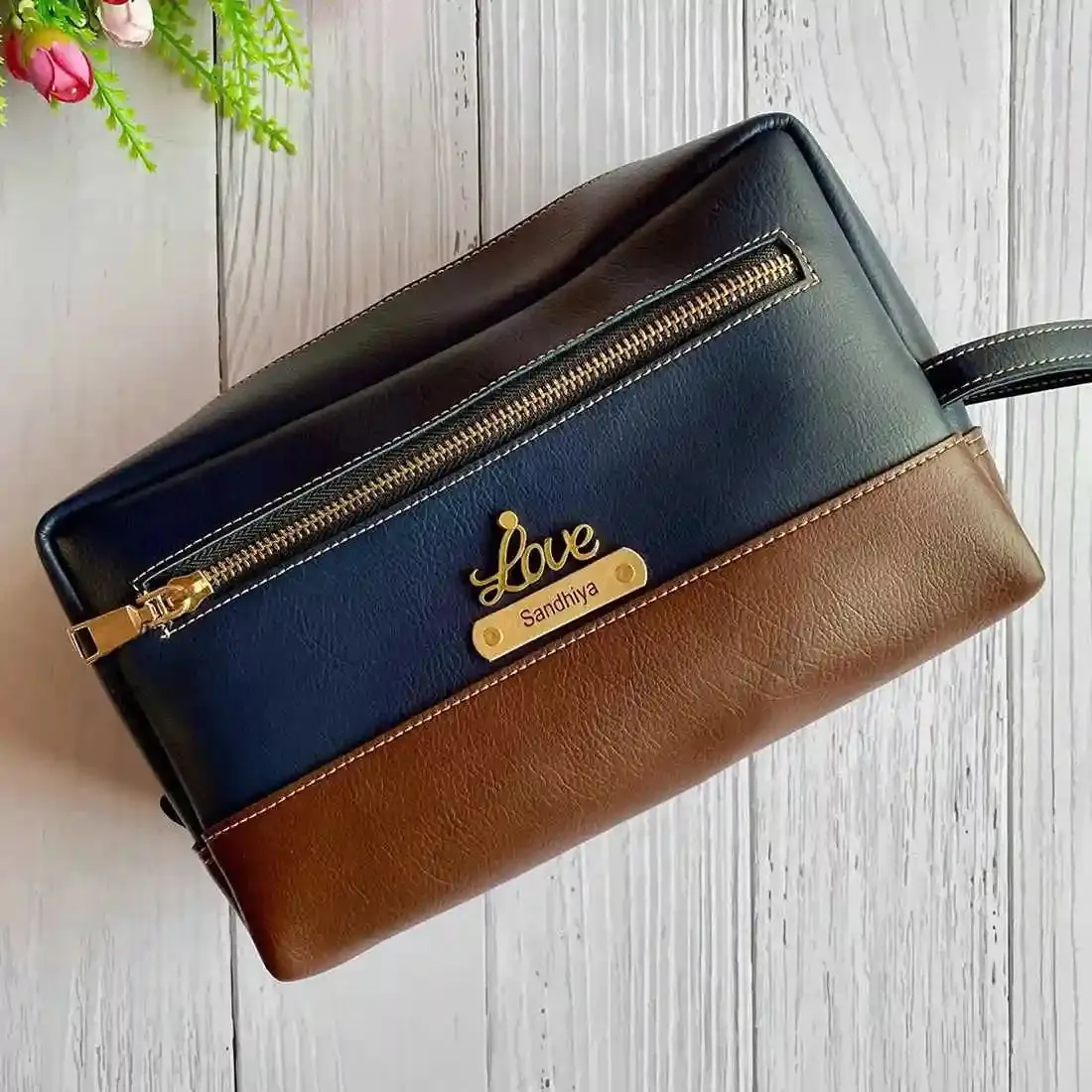 Personalised Two-Tone Toiletry Kit with Charm