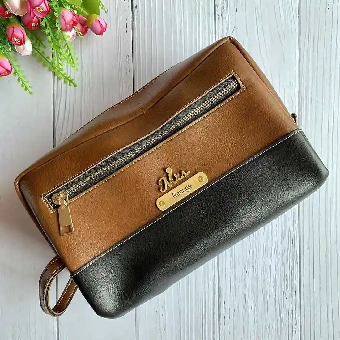Personalised Two-Tone Toiletry Kit with Charm